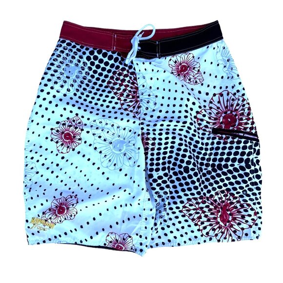 Hawaiian Tropic Other - Hawaiian Tropic Mens Sz 34 Multi Color Floral Polka Dot Board Shorts Front Tie